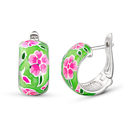 Jeulia "Wonderful Days" Enamel Sterling Silver Earrings