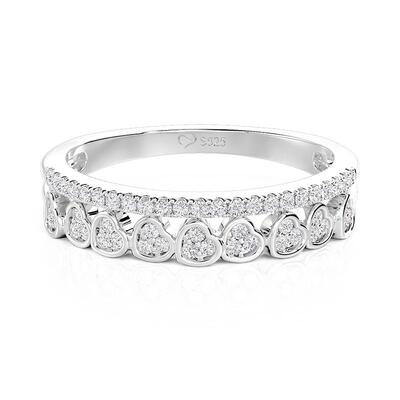 Jeulia Double Row Heart Eternity Band Sterling Silver