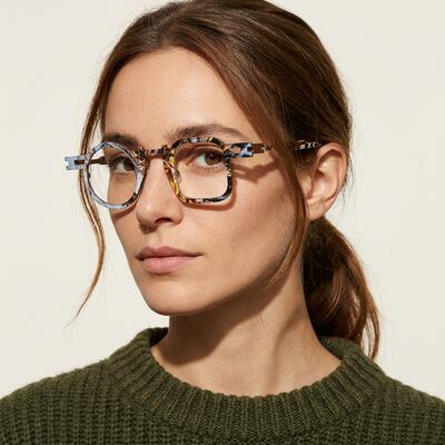 Catharin Brown Square Round Glasses
