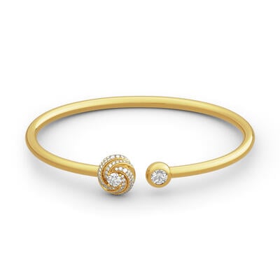 Jeulia Spiral Design Round Cut Sterling Silver Bangle