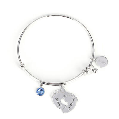 Jeulia Classic Baby Feet Bangle Sterling Silver
