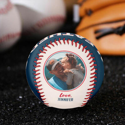 Customized Baseball with Photo Added as a Gift for Dad