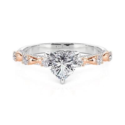 Jeulia Two Tone Bow Heart Shaped Engagement Ring