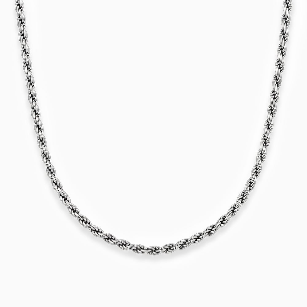 「風縁」4mm シルバー925 ロープチェーンネックレス メンズ
