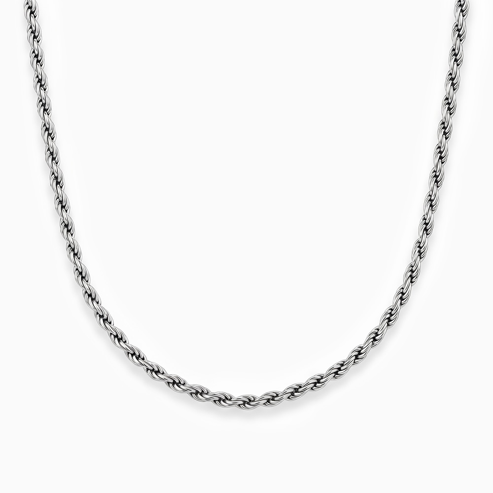 「風縁」4mm シルバー925 ロープチェーンネックレス メンズ