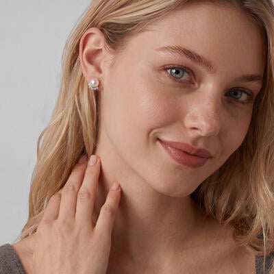 "Pearl Grace" 7.5-8.0mm Freshwater Pearl Cluster Stud Earrings