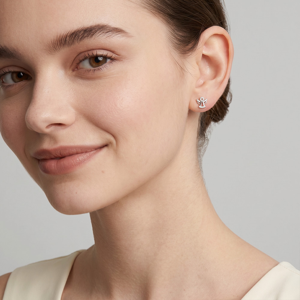 "Serene Angel" Round Cut Stud Earrings