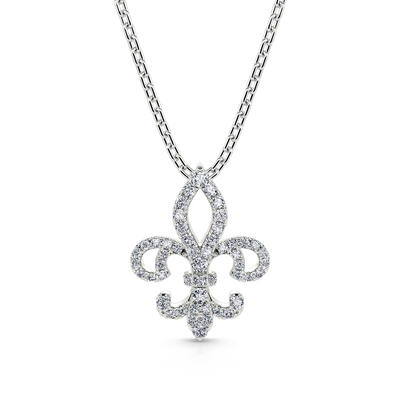 Jeulia Fleur-de-lis Sterling Silver Necklace