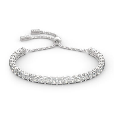 Jeulia Classic Princess Cut Sterling Silver Bolo Tennis Bracelet