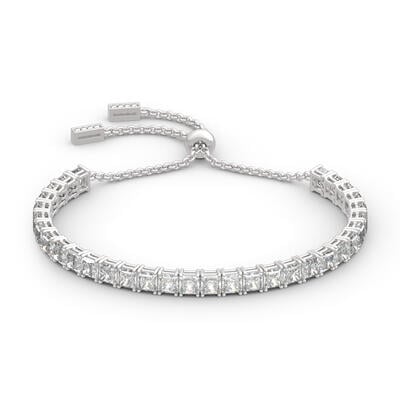 Jeulia Classic Princess Cut Sterling Silver Bolo Tennis Bracelet