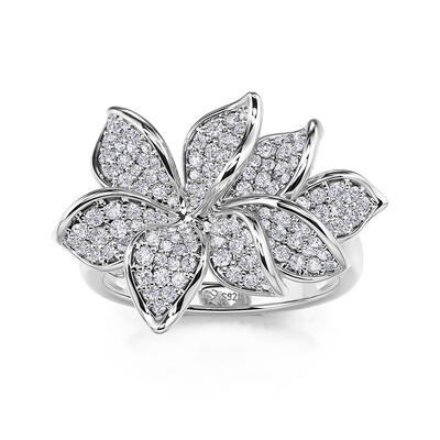 Jeulia Petal Bloom Design Sterling Silver Ring
