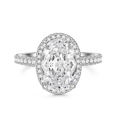 Jeulia Classic Halo Oval Engagement Ring Silver