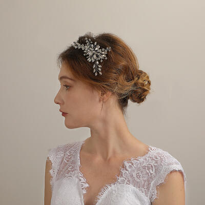 Jeulia Fine Floral Hair Comb Silver Tone Crystle Headpiece