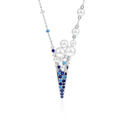 Jeulia Ice Cream Inspired Silver Pearl Necklace