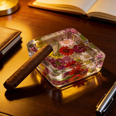 Petal Craft Resin Ashtray Artisan Hand-Embedded Real Flower Design   