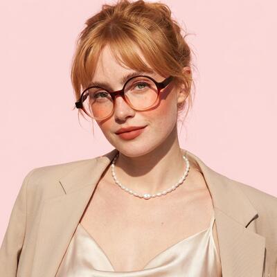 DuBois Red Round Glasses