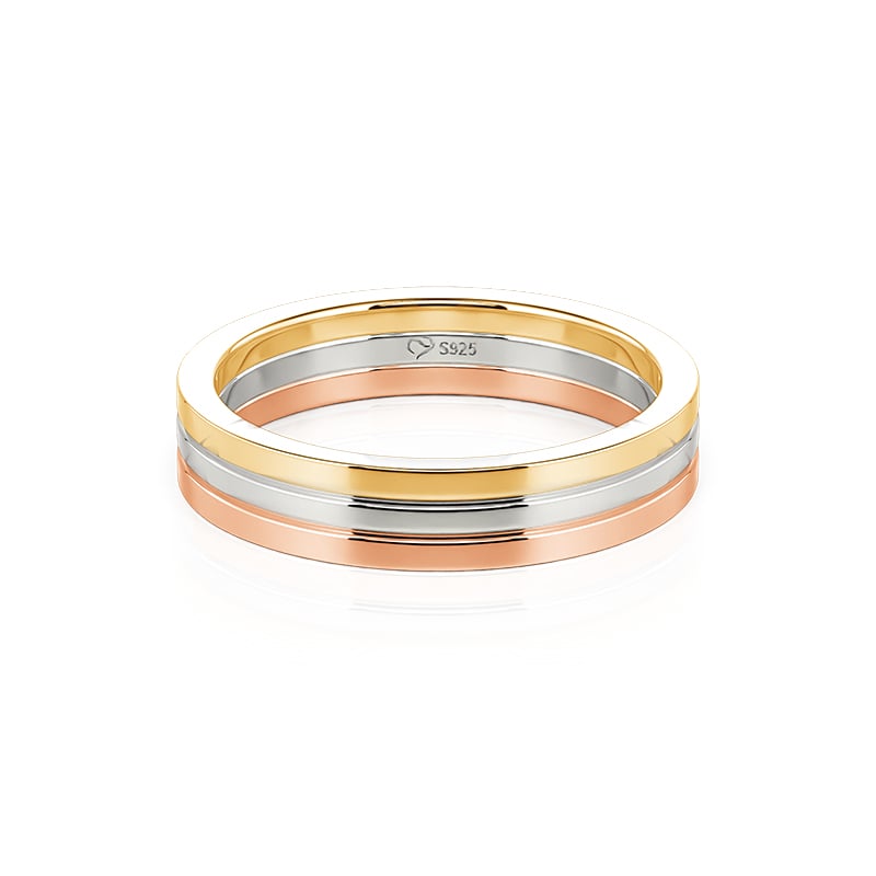 Jeulia Classic Tri-Color Plain Men's Wedding Band