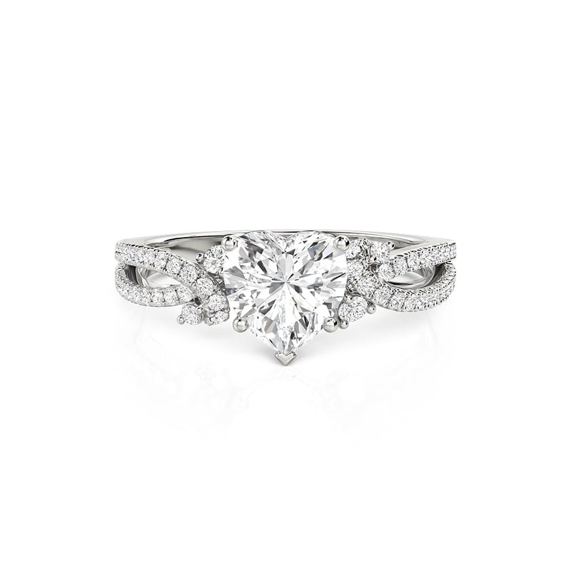 Jeulia Twisted Heart Shaped Engagement Ring With Side Stones