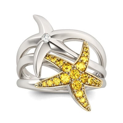 Jeulia Starfish Sterling Silver Ring