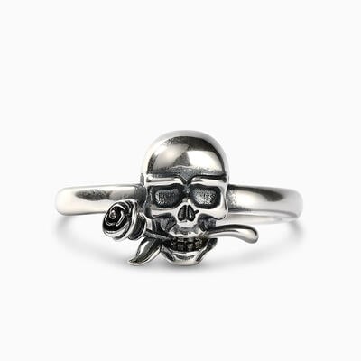 Jeulia "Skull & Rose" Sterling Silver Ring