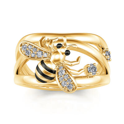 Jeulia Honey Bee Crossover Sterling Silver Ring