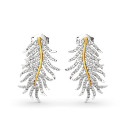 Jeulia "Feathers Appear When Angels Are Near" Sterling Silver Earrings