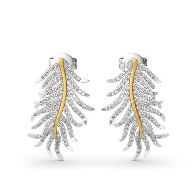 Jeulia "Feathers Appear When Angels Are Near" Sterling Silver Earrings