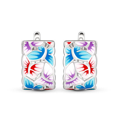 Jeulia Dreamy Garden "Flying to You" Enamel Sterling Silver Earrings
