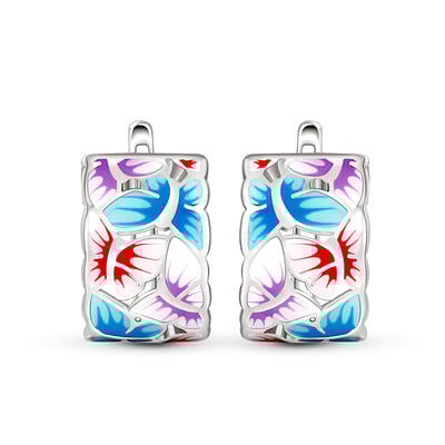 Jeulia Dreamy Garden "Flying to You" Enamel Sterling Silver Earrings