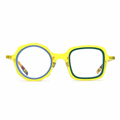 Lilli Lunettes Carrées Rondes Jaunes