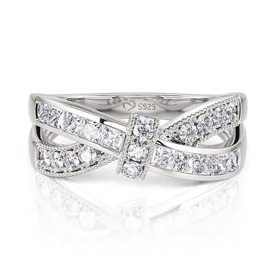 Jeulia リボン レディース・ウエディング バンド スターリング シルバー