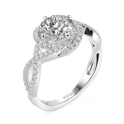 Jeulia Swirl Twisted Round Engagement Ring