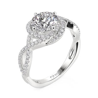 Jeulia Swirl Twisted Round Engagement Ring