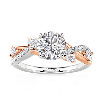 Jeulia Twistd Vine Two-Tone Round Cut Engagement Ring