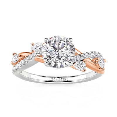 Jeulia Twistd Vine Two-Tone Round Cut Engagement Ring