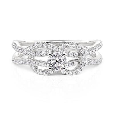 Jeulia Classic Knot Round Cut Promise Ring Sterling Silver