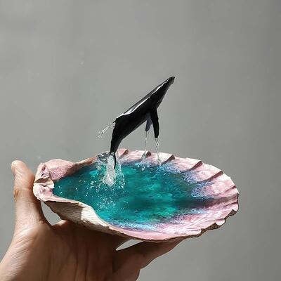 Luminous Coastal Resin Ornament Reslol Whale Shell Handmade Craft