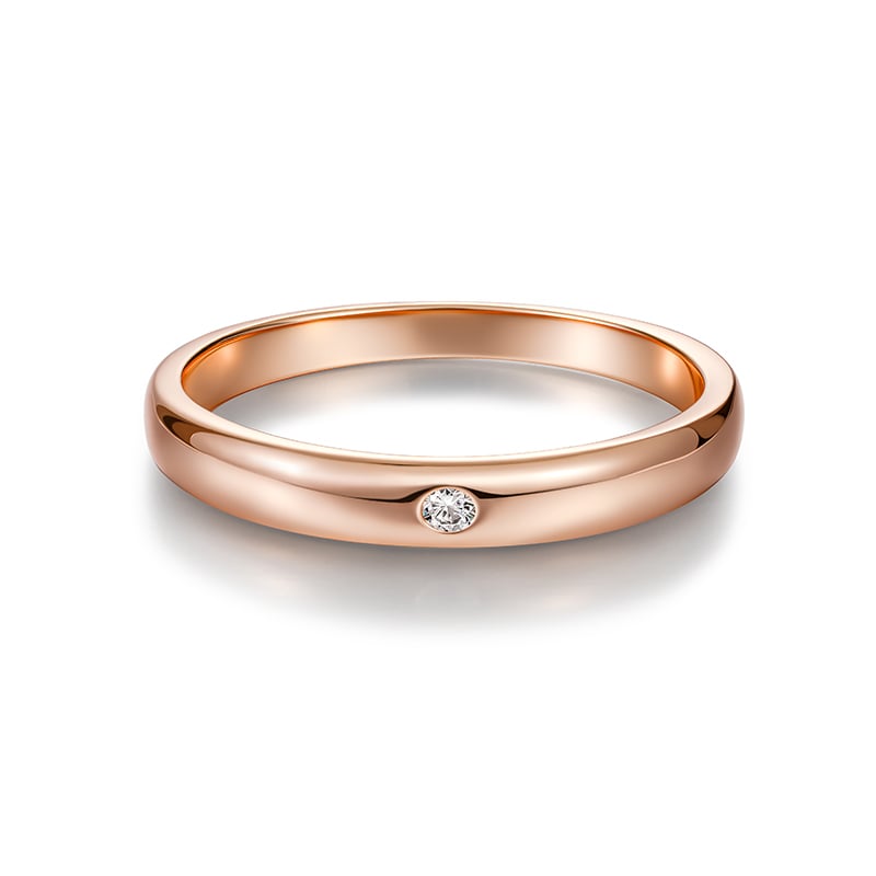 Jeulia Minimalist Round Cut Men's Rose Gold Wedding Band