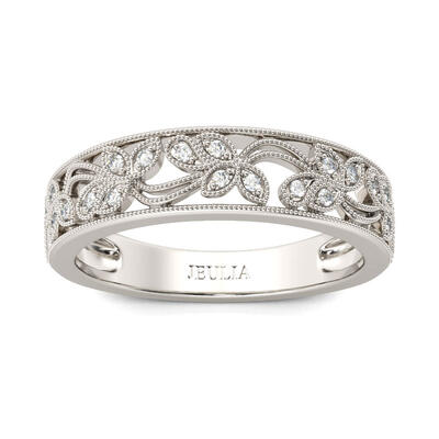 Jeulia Milgrain Round Cut Sterling Silver Women's Band