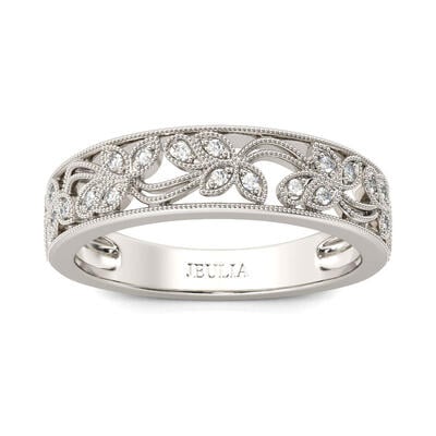 Jeulia Milgrain Round Cut Sterling Silver Women's Band
