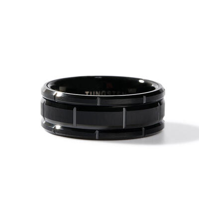Jeulia Black Tire Design Tungsten Steel Men's Band