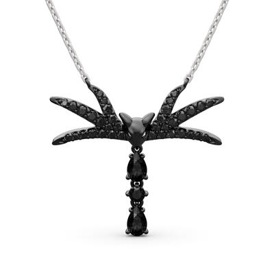 Jeulia "Skull Bow Tie" Sterling Silver Necklace