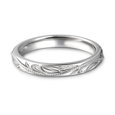 Jeulia "Always & Forever" Unique Leaf Carved Sterling Silver Men's Band