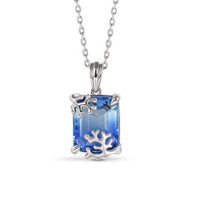 Jeulia "Coral Reefs" Emerald Cut Sterling Silver Necklace