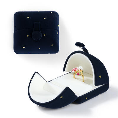 Jeulia Starry Sky Corduroy Double-open Ring Box