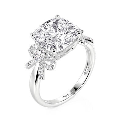 Jeulia Bowknot Three Stone Radiant Cut Engagement Ring