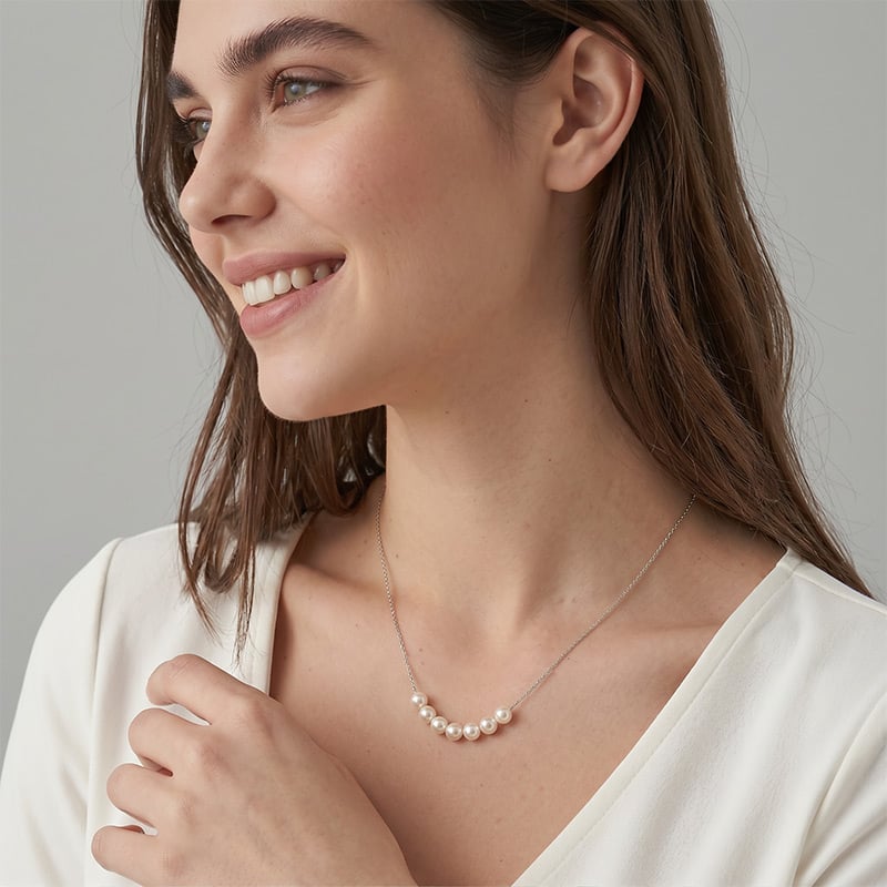 "Together in Time" 7.5-8.0mm Freshwater Pearl Necklace