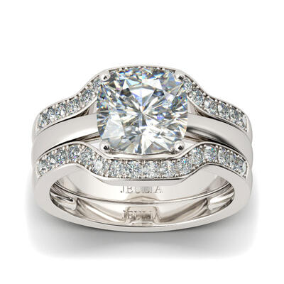 Jeulia 3PC Cushion Cut Sterling Silver Ring Set