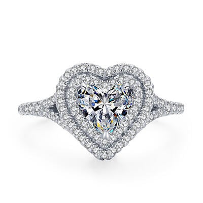 Jeulia Anillo de Compromiso de Plata de Ley con Corte de Corazón