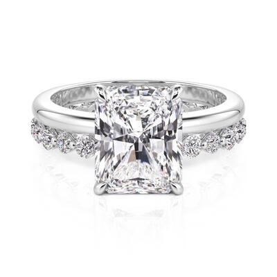 Jeulia Hidden Halo Princess Cut Engagement Ring Set